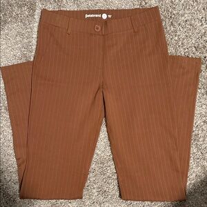 Betabrand dress pant yoga pants brown Pinstripe Trousers size M Tall/Long